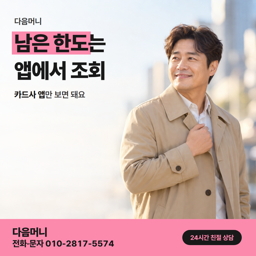 다음머니 구미카드깡 이용 가능 금액